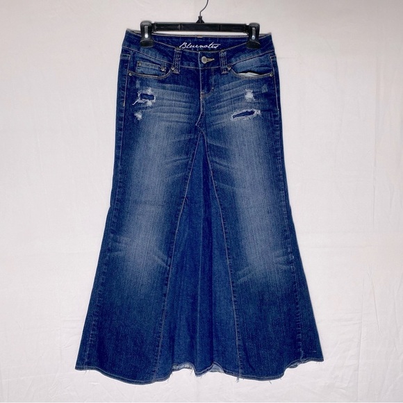 Vintage Dresses & Skirts - Vintage Y2K Upcycled Bluenotes Jeans Midi Skirt 6 Western Festival Stampede